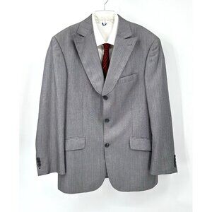 T FUSION jacket blazer sport coat three button gray year round pointed lapel 40R